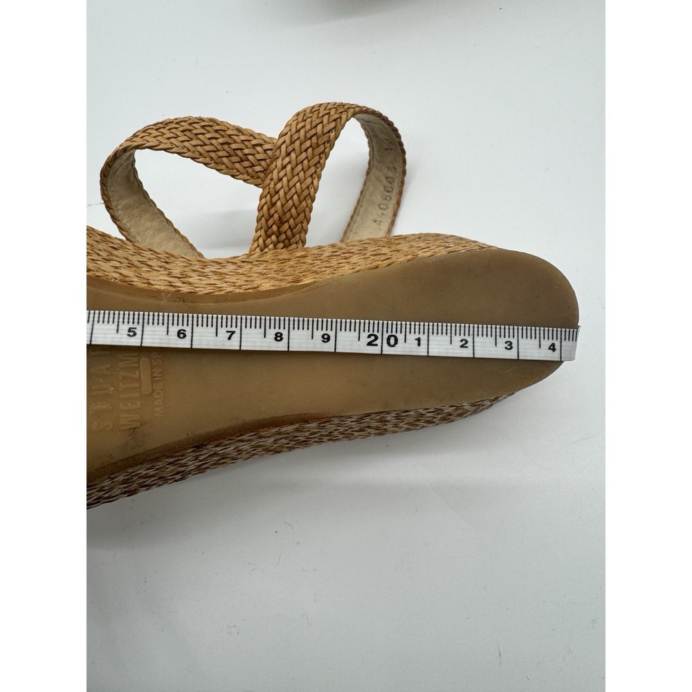 Stuart Weitzman Womens 10 M Barbados Rattan Raffia Strappy Sandal Quiet Luxury - Picture 13 of 15